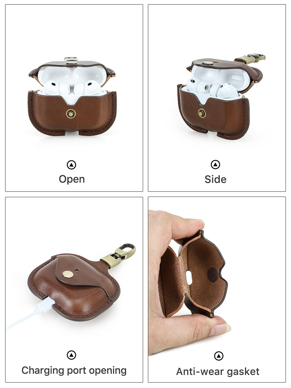 Kožené pouzdro Airpods Pro 3 s klipem