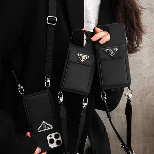 Ylellinen Crossbody nahkainen iPhone-kotelo