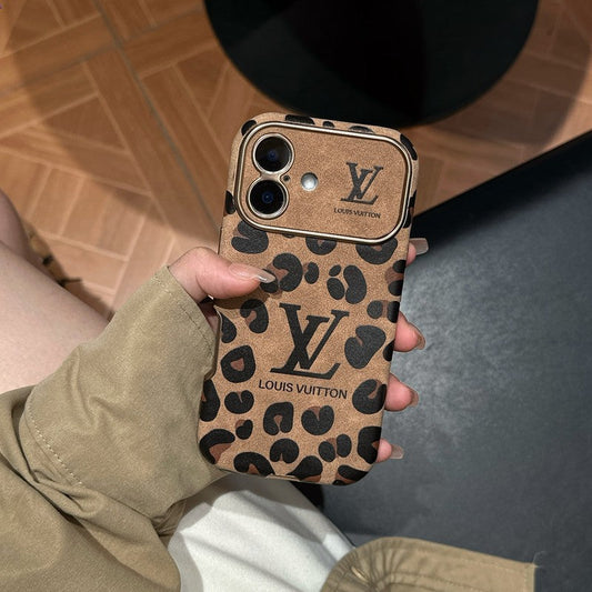 Ylellinen ruskea & violettivärinen nahkainen iPhone-kotelo