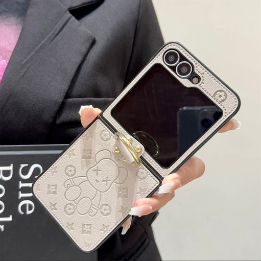 "Cás fón póca fillte frith-titim leathair sraith Samsung Z, le dearadh búcla fáinne finger"