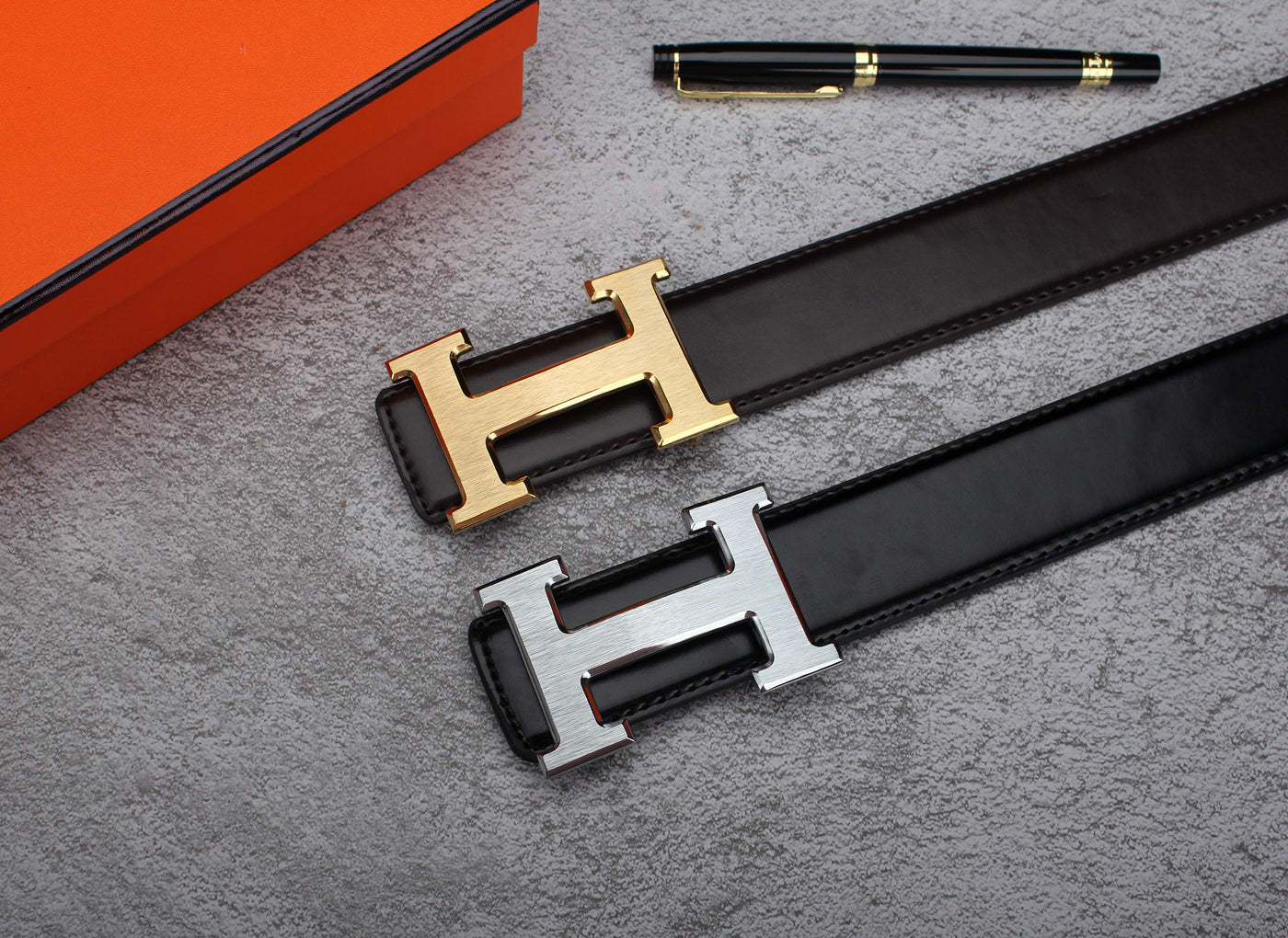 2 farver klassisk læderbælte