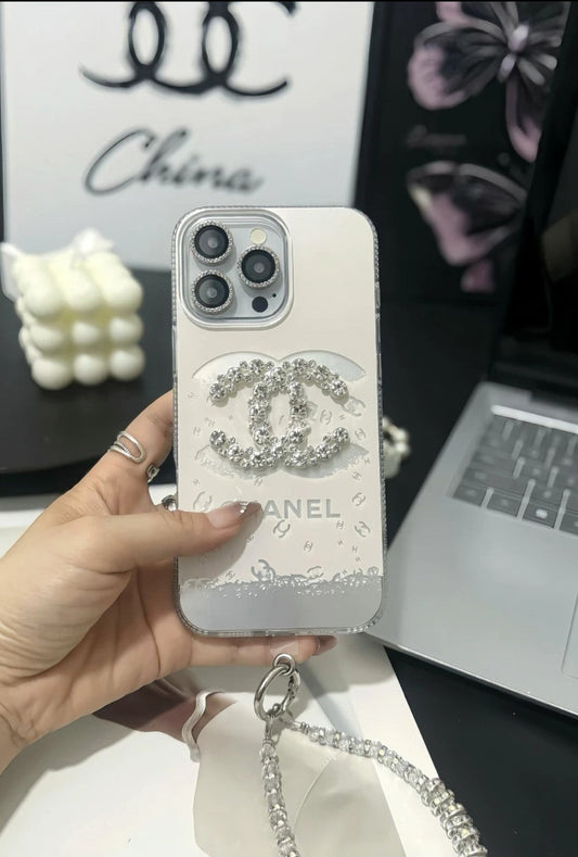Tyylikäs ylellinen kristalli iPhone-kotelo rannekoruhihnalla