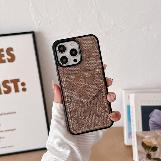 Klassinen iPhone-kotelo korttitelineellä ja hihnalla Vaaleanruskea -SJ240513