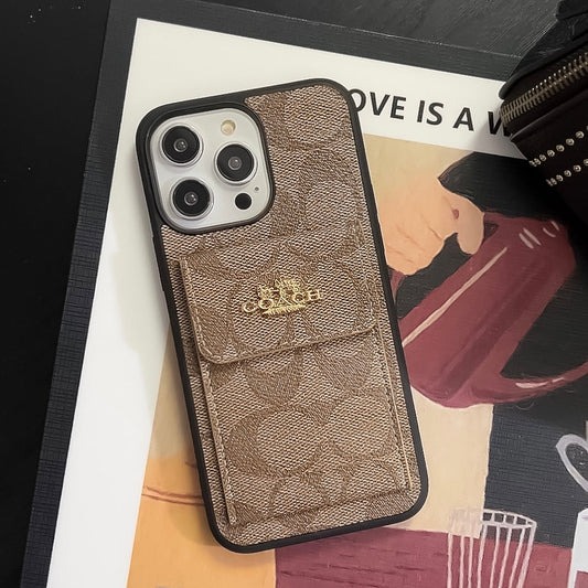 Klassinen iPhone-kotelo ja korttipidike Lompakko Vaaleanruskea -SZK240425