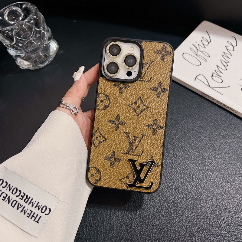 Πολυτελής Μαύρη Δερμάτινη θήκη iPhone με λογότυπο