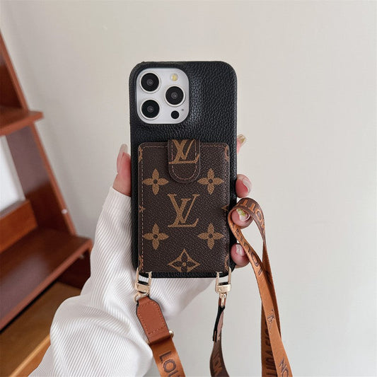 Luksuzna torba za kartice in ovitek za iPhone z verižico čez telo