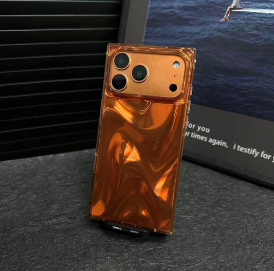 Glanzend vierkant iPhone-hoesje met satijntextuur | Trendy & Beschermend