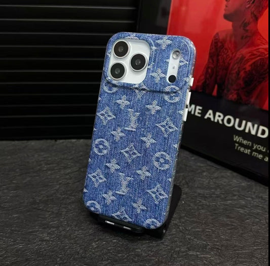 Denimblauw iPhone-hoesje met volledige bescherming – nieuwe collectie!