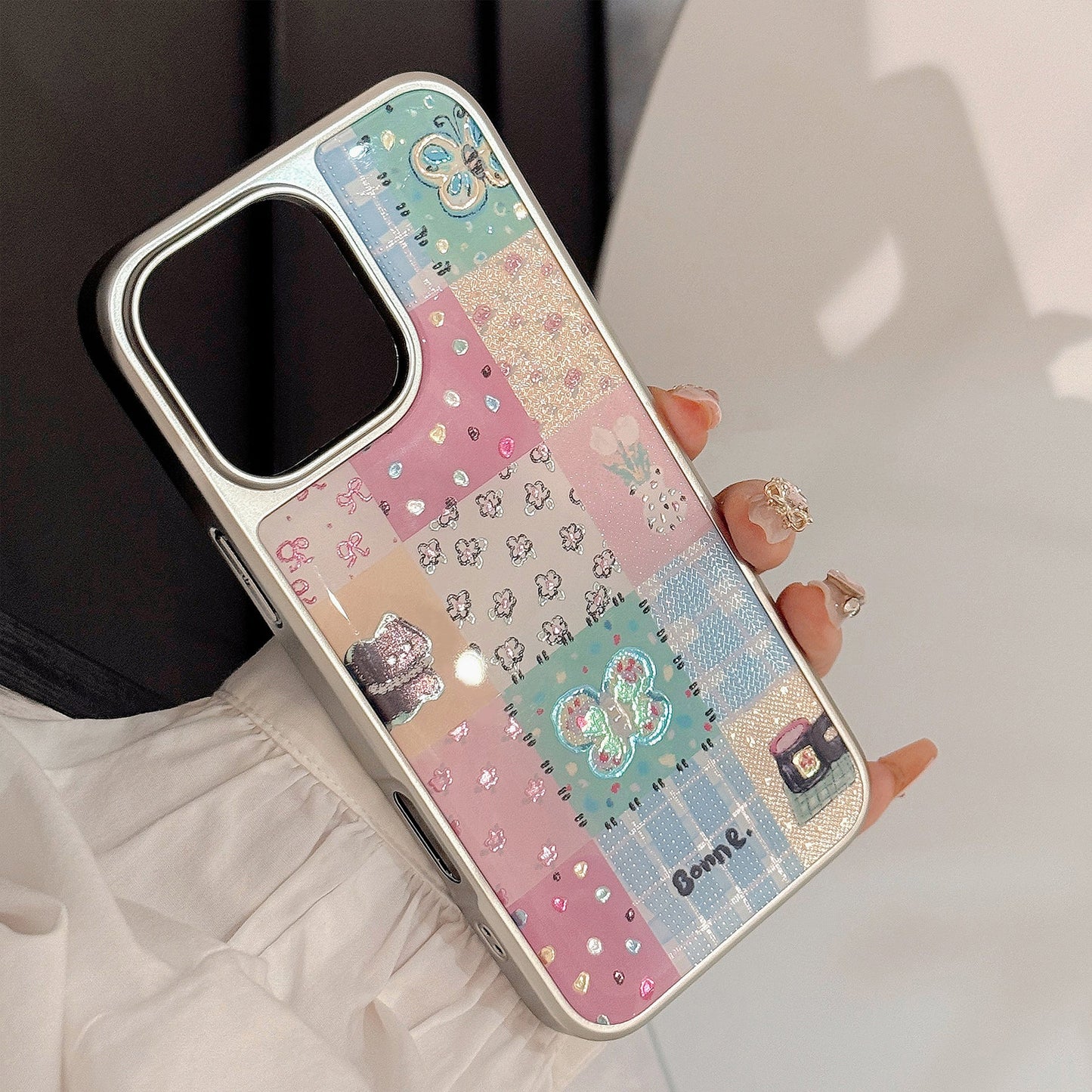 Pozłacane ins plaid splicing 16 pro max etui na telefon komórkowy iphone 17 apple 15 galwanizacja 14 twarde zastosowanie do huawei