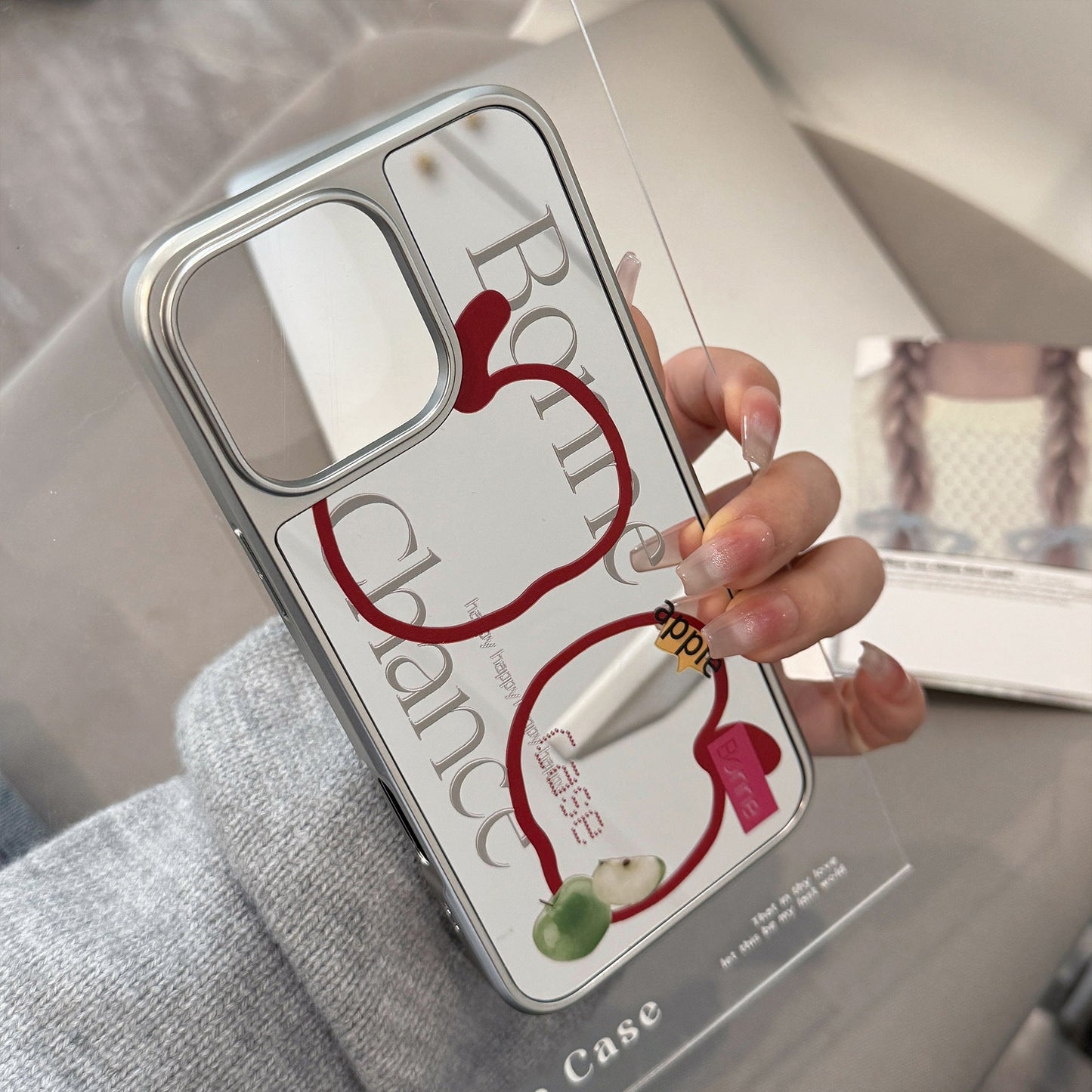 Premium sense is suitable for 16promax mobile phone case iphone17 mirror line Apple 15 electroplating silver 13 generation