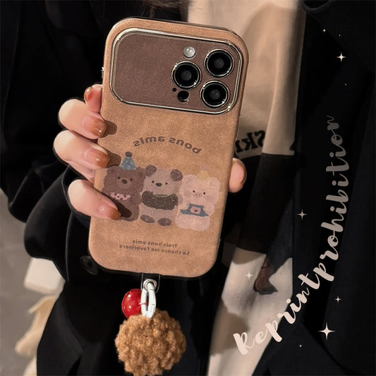 Jesienne i zimowe kreskówki małe zwierzęta na iphone 16 etui na telefon komórkowy apple 15 pro max zamsz 14 lina do włosów 17