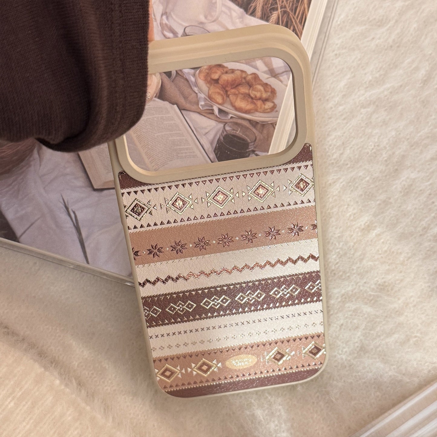 Gilt leather Apple 17promax mobile phone case 16 for iPhone15 personalized brown texture 13 Huawei Samsung