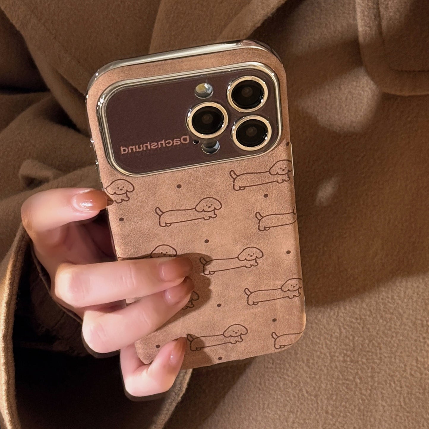 Fun lines puppy flannel for apple 15 mobile phone case iphone16promax lanyard 14 all-inclusive 17 soft