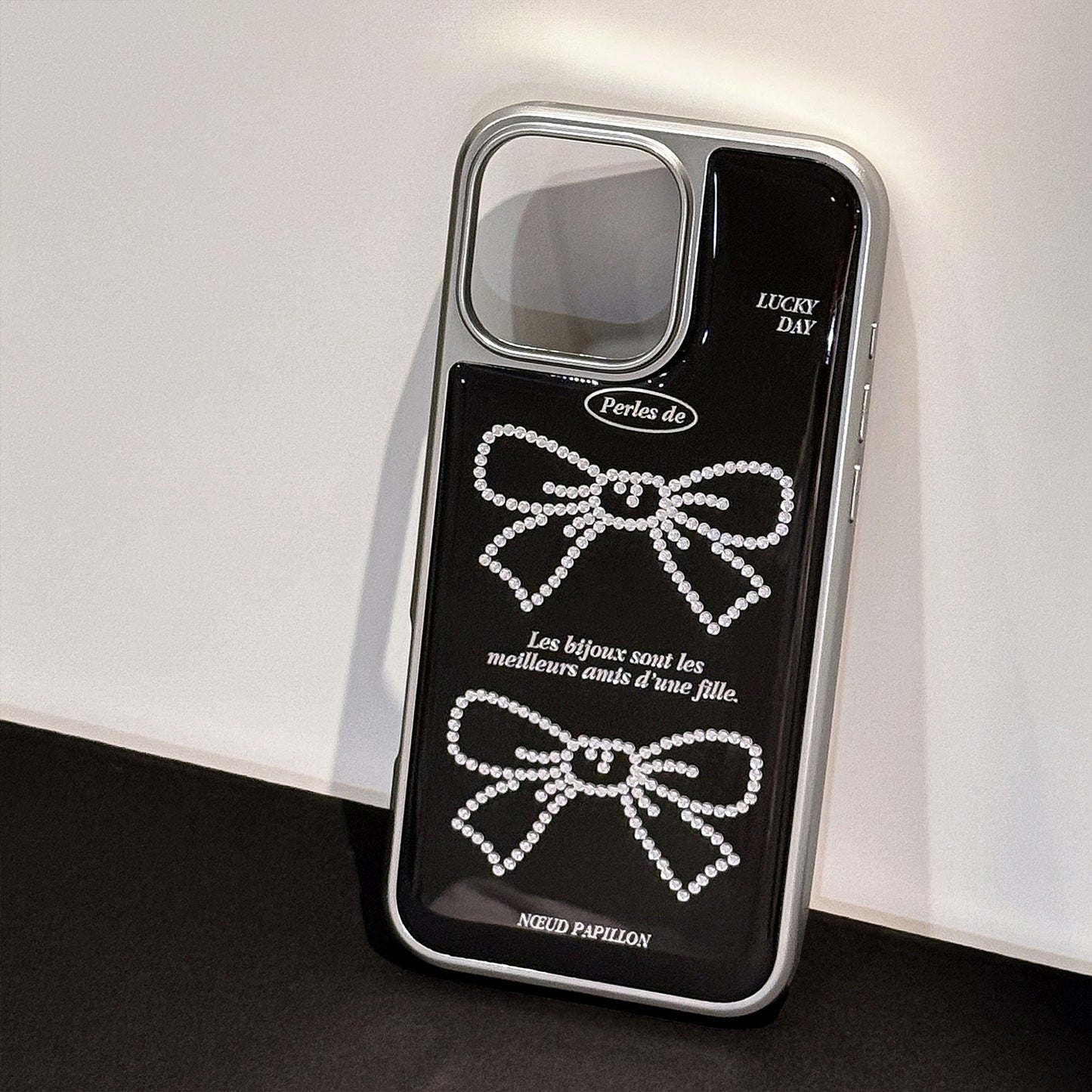 Gilt applicable Apple 15promax mobile phone case iphone16 sweet and cool bow 17 Korean 14 electroplating Huawei