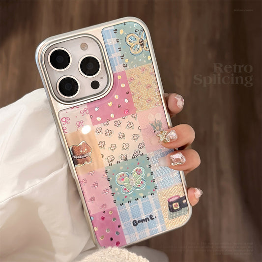 金メッキインチェック柄スプライシング 16 プロマックス携帯電話ケース iphone 17 apple 15 電気メッキ 14 ハード適用可能 huawei