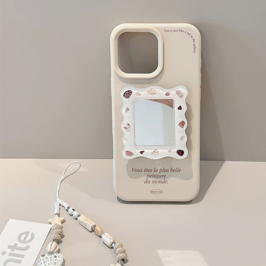 フランス適用 iphone16 iPhone 17 携帯電話ケース 15promax シェルミラーブラケット 13 プレミアム 14 ストラップ