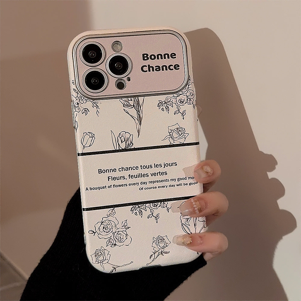 Rose flower for iphone16 apple 15 mobile phone case 13promax leather 17 temperament 12 crystal lanyard