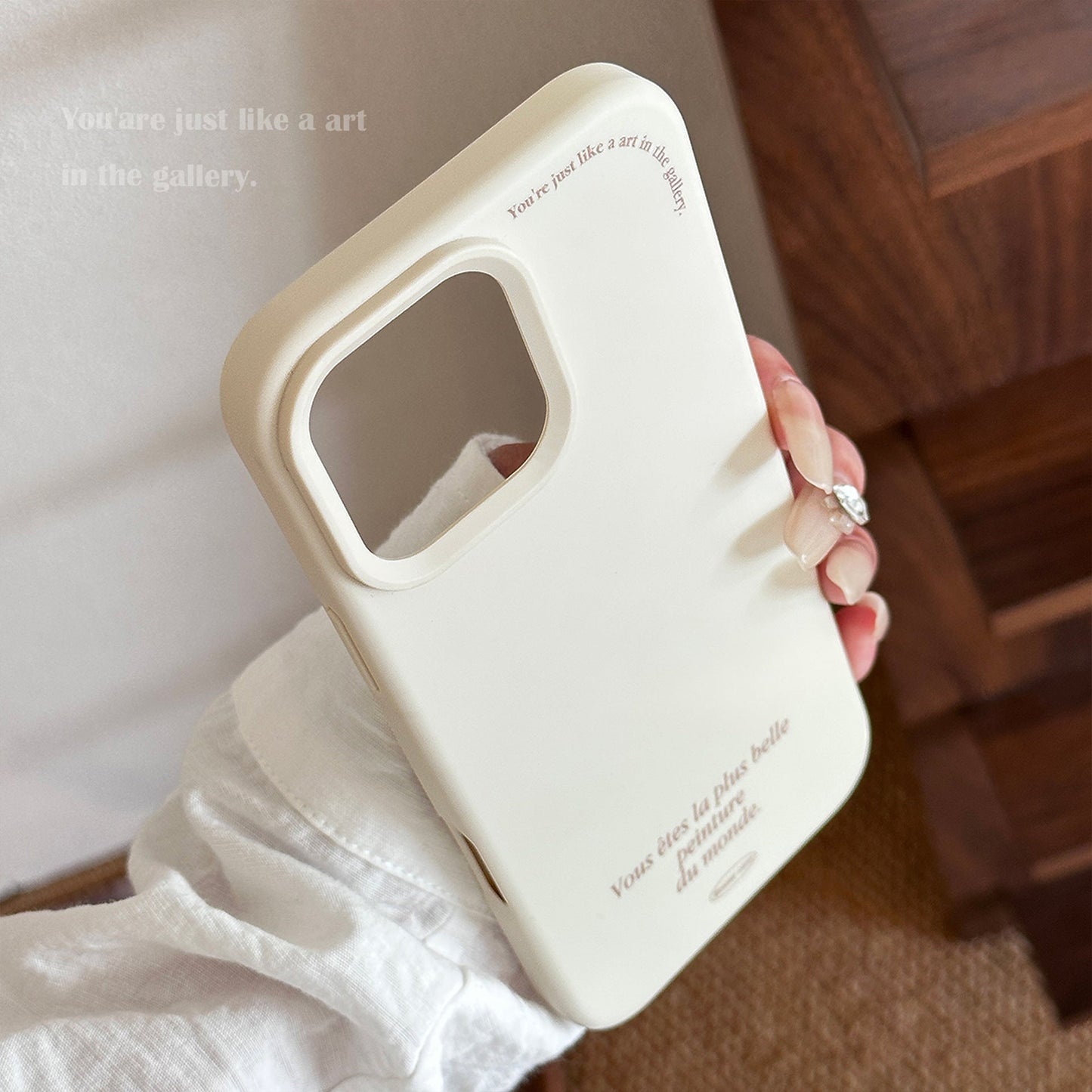 French applicable iphone16 iPhone 17 mobile phone case 15promax shell mirror bracket 13 premium 14 lanyard