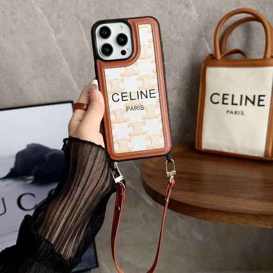 White Celine iPhone-kotelo hihnalla-SZ231124