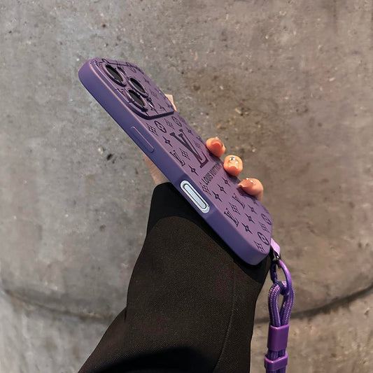 Luxe iPhone-hoesje met reliëfpatroon en afneembare polsband