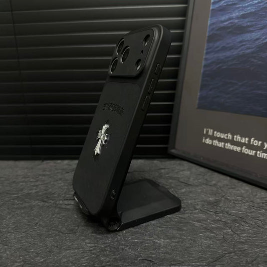 Gotische luxe lederen flip-case met kruis