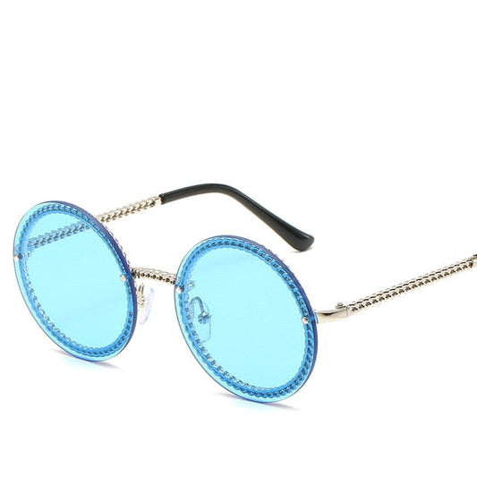 Marke Runde Sonnenbrille Frauen Luxus Randlose Weibliche Shades Europa Beliebte Ins Sonnenbrille lunettes de sol femme