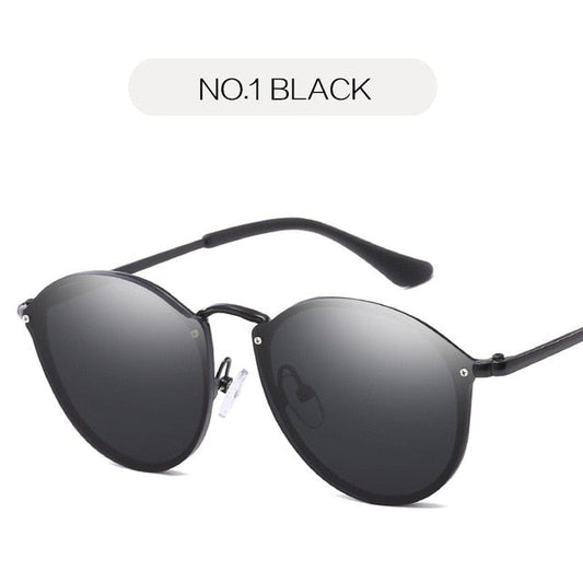 NYWOOH Cat Eye Sonnenbrille Frauen Luxus Beschichtung Spiegel Sonnenbrille Weibliche Retro Randlose Metall Brillen UV400