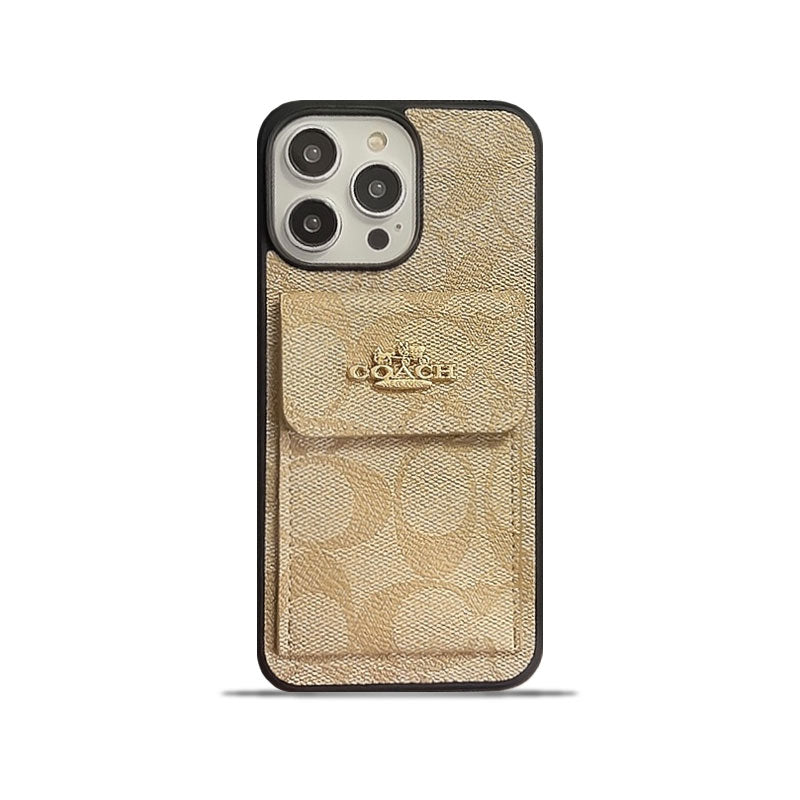 Klasické pouzdro na iPhone s držákem na kartu Peněženka Coffee -SZK240425