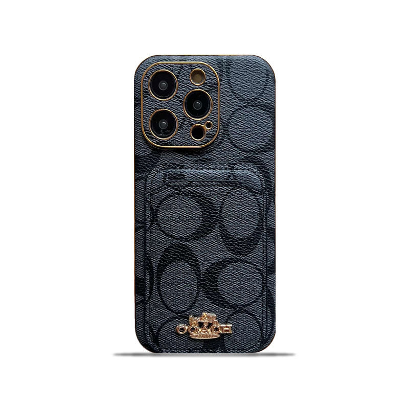 Cás iPhone Clasaiceach Le Sealbhóir Cárta Dubh -KB241651