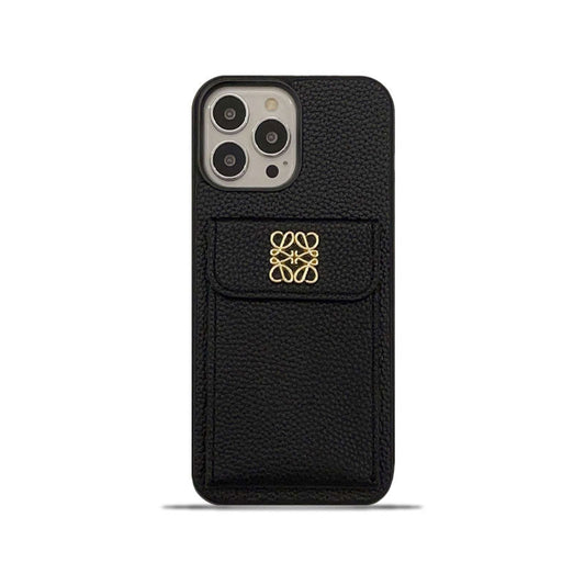 Luksuzni ovitek za iPhone z držalom za kartico, črn-QBK240603