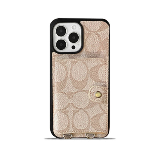 Klassinen iPhone-kotelo lompakolla ja hihnalla, valkoinen -SZK240402