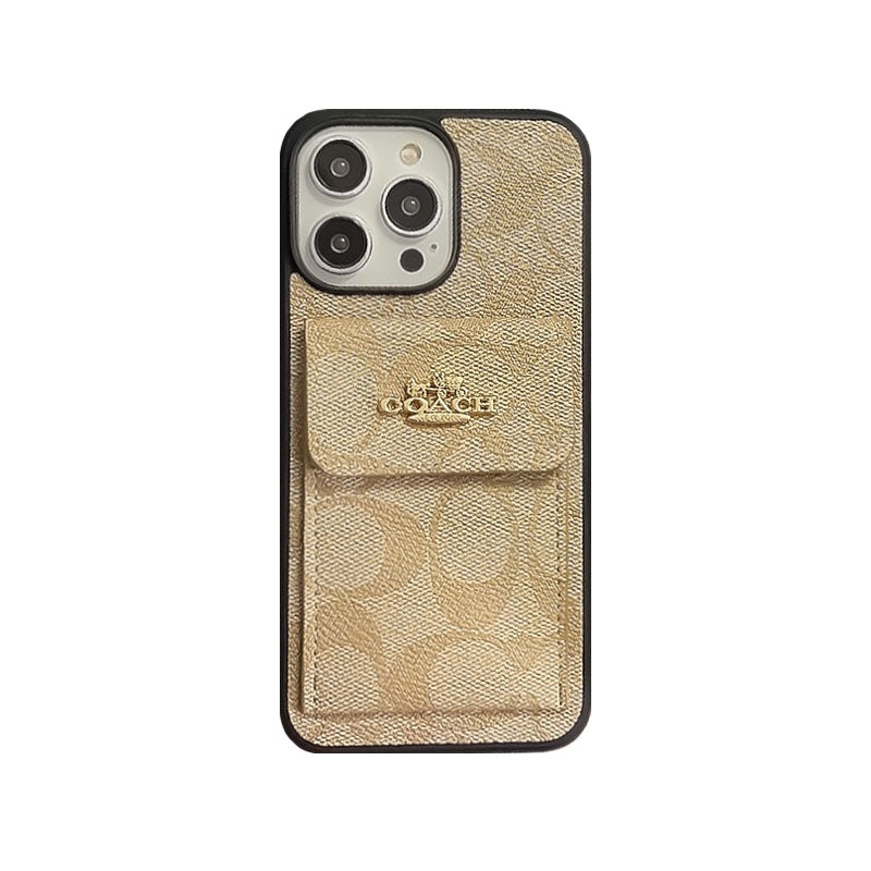 Klasické pouzdro na iPhone s držákem na kartu Peněženka Coffee -SZK240425