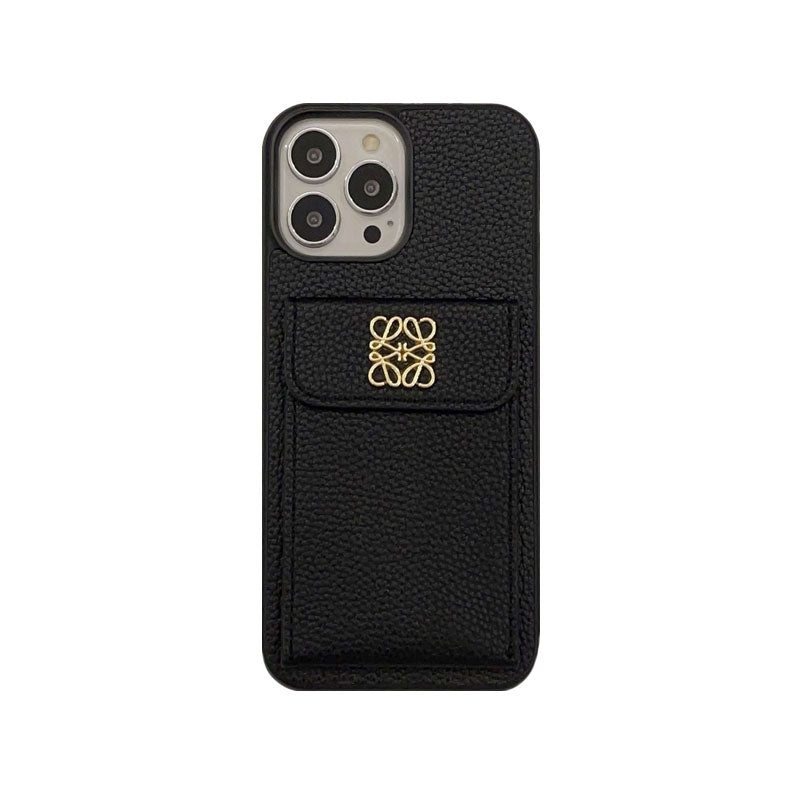 Luksuzni ovitek za iPhone z držalom za kartico, črn-QBK240603