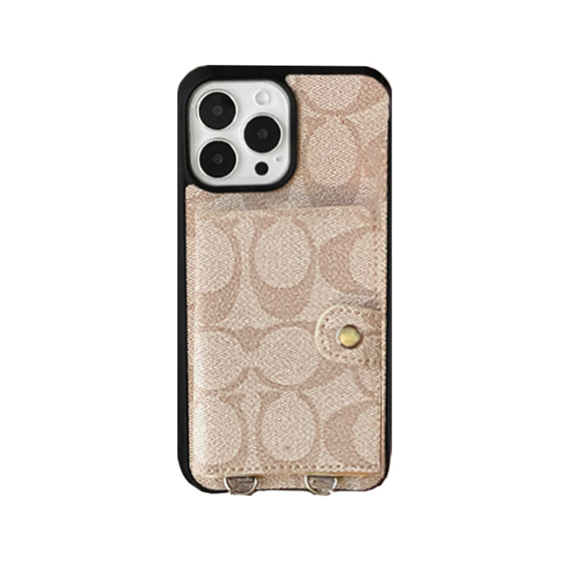 Klasičen ovitek za iPhone z denarnico in paščkom rjav -SZK240402