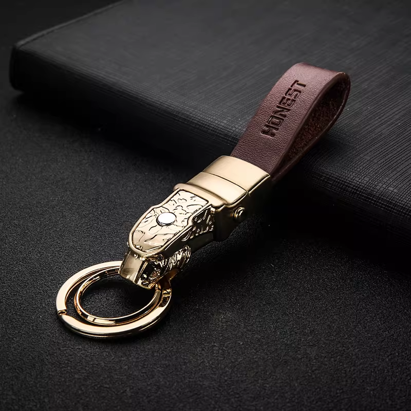 Porte-clés de voiture en cuir véritable – Porte-clés haut de gamme pour homme