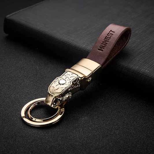 Porte-clés de voiture en cuir véritable – Porte-clés haut de gamme pour homme