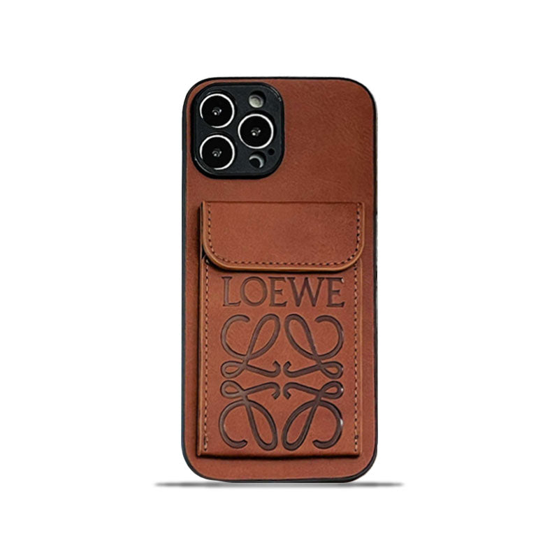 Funda de lujo para iPhone con tarjetero Marrón-LZP241448