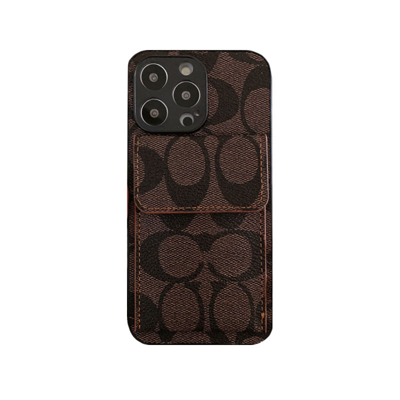Capa clássica para iPhone com carteira marrom claro-HP240513
