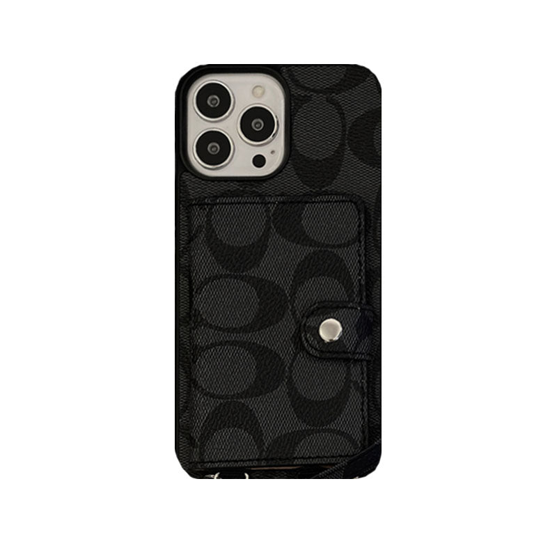 Klasičen ovitek za iPhone z denarnico in paščkom rjav -SZK240402