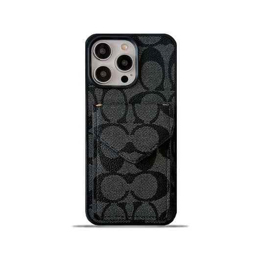 Klasična torbica za iPhone z držalom za kartice in paščkom, svetlo črna -SJ240513