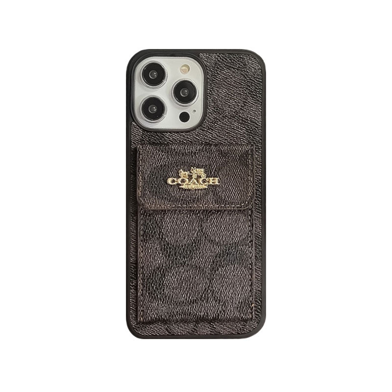 Klasické pouzdro na iPhone s peněženkou na kartu světle hnědá -SZK240425