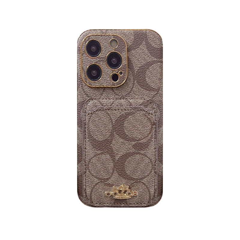 Cás iPhone Clasaiceach Le Sealbhóir Cárta Caife -KB241651