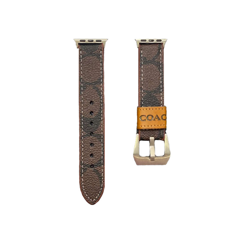 Leren Coach Apple Watch-band lichtbruin-YHK244221710