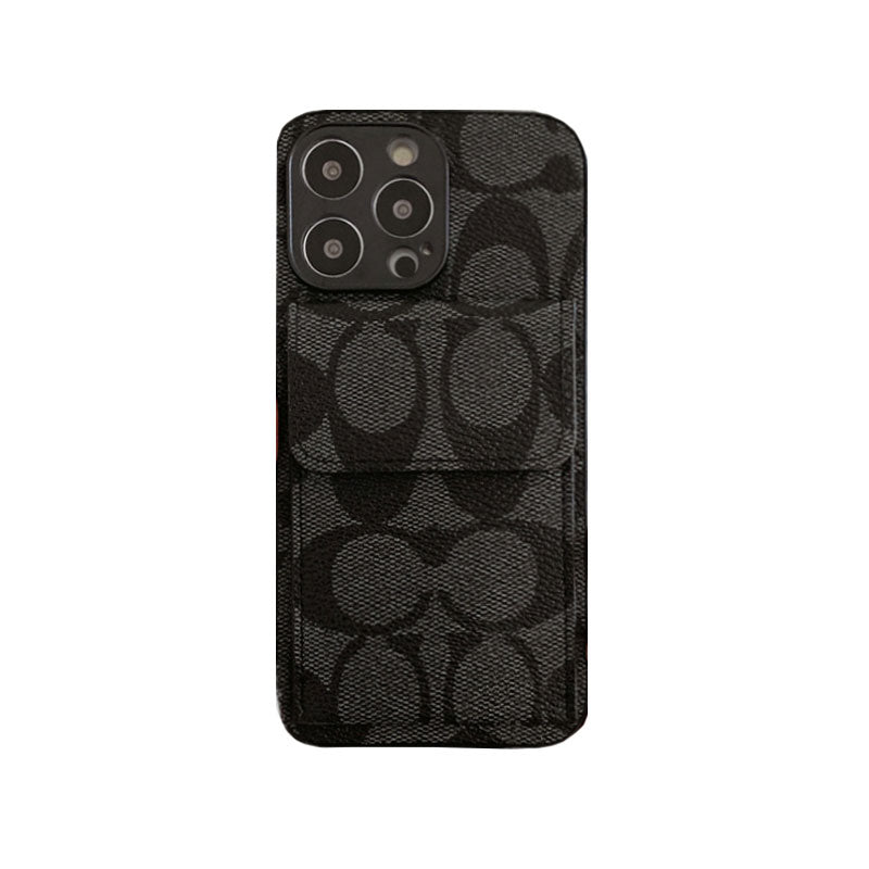 Capa clássica para iPhone com carteira marrom claro-HP240513