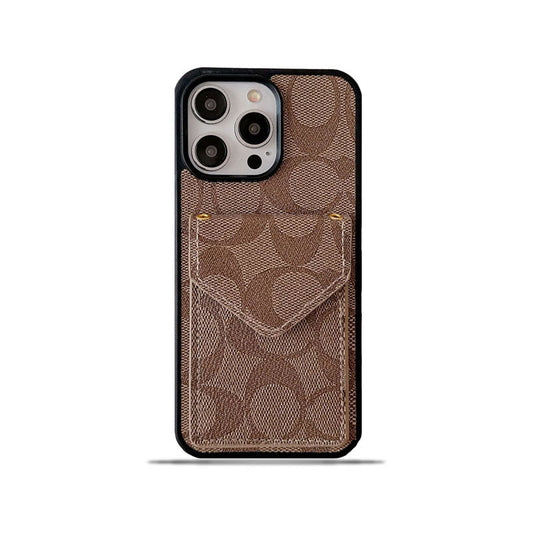 Klasičen ovitek za iPhone z držalom za kartice in paščkom, svetlo rjav -SJ240513