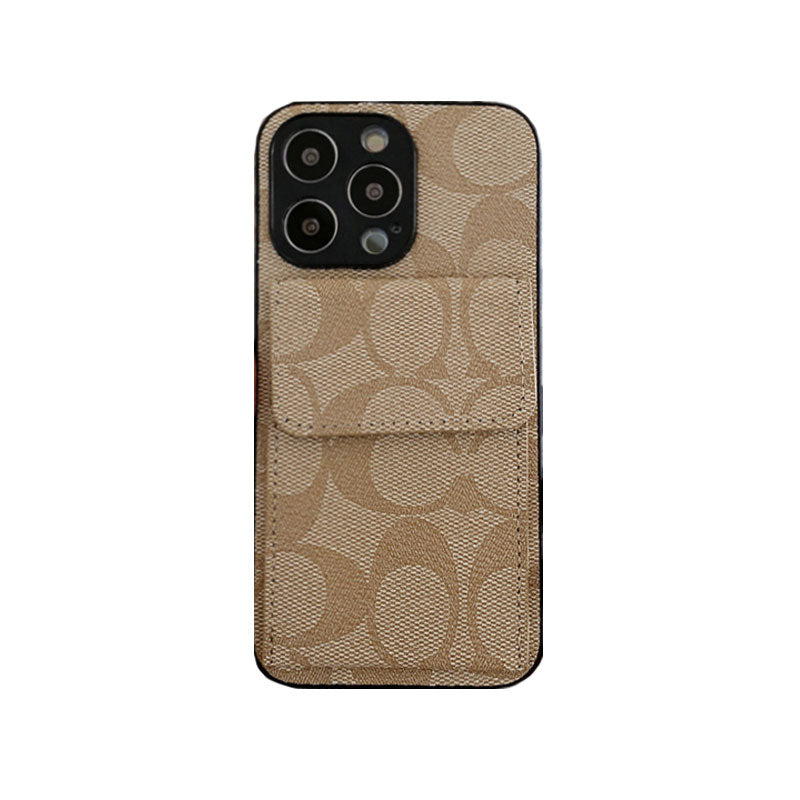 Custodia classica per iPhone con portafoglio Marrone scuro-HP240513
