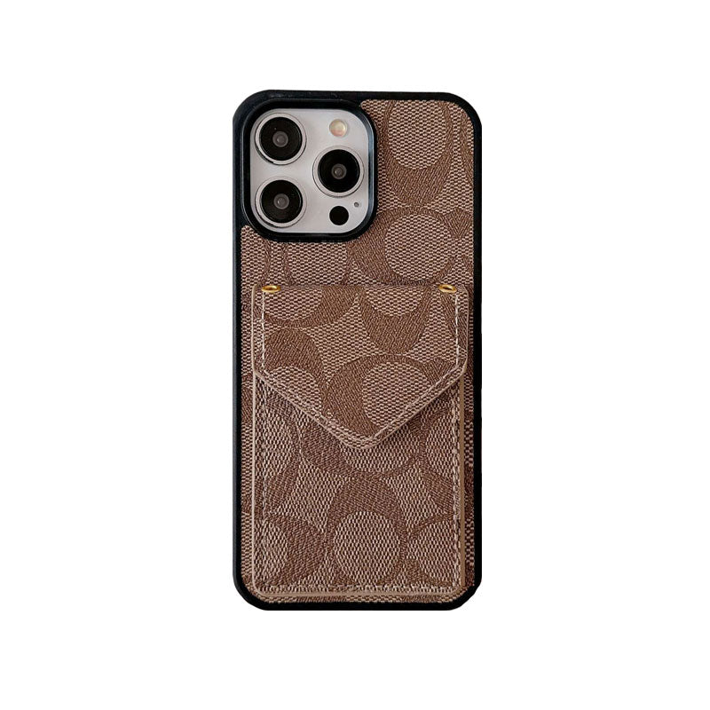 Klasické pouzdro na iPhone s držákem karty a popruhem světle černé -SJ240513