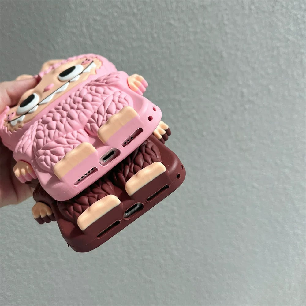 Söpö sarjakuva Labubu Zimomo silikonikotelo | Ruskea vaaleanpunainen - iPhone-kuori