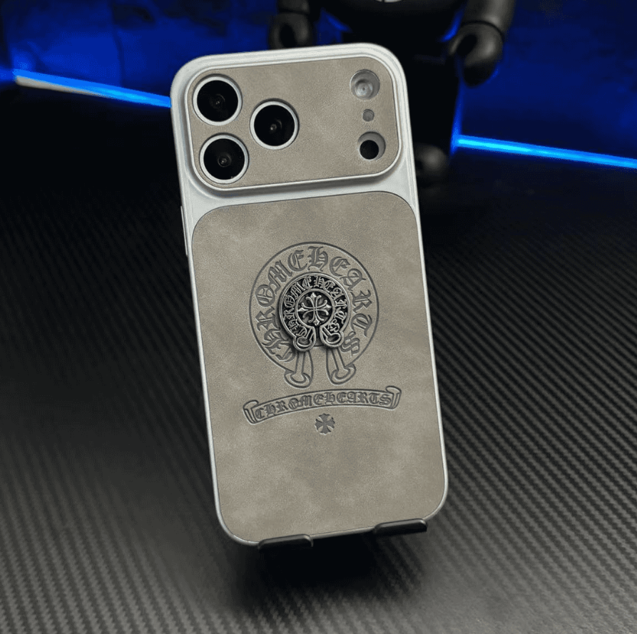 Vintage 3D Chrome Hearts Leather iPhone Case