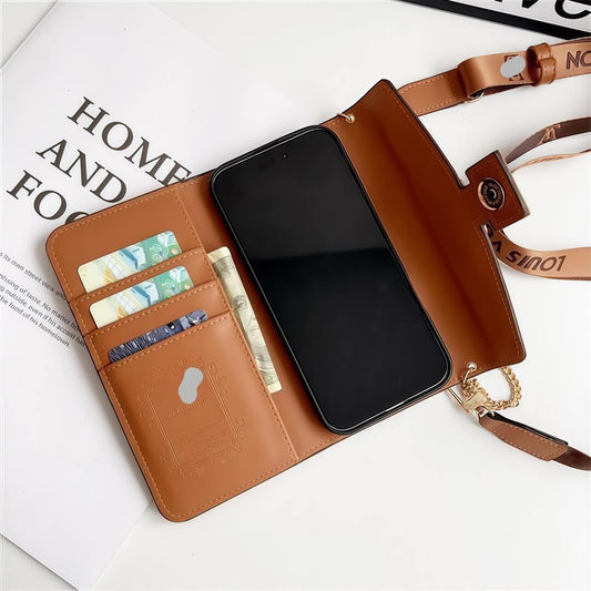 Nahkainen Crossbody Bag -vaikutteinen iPhone-kotelo korttitelineellä